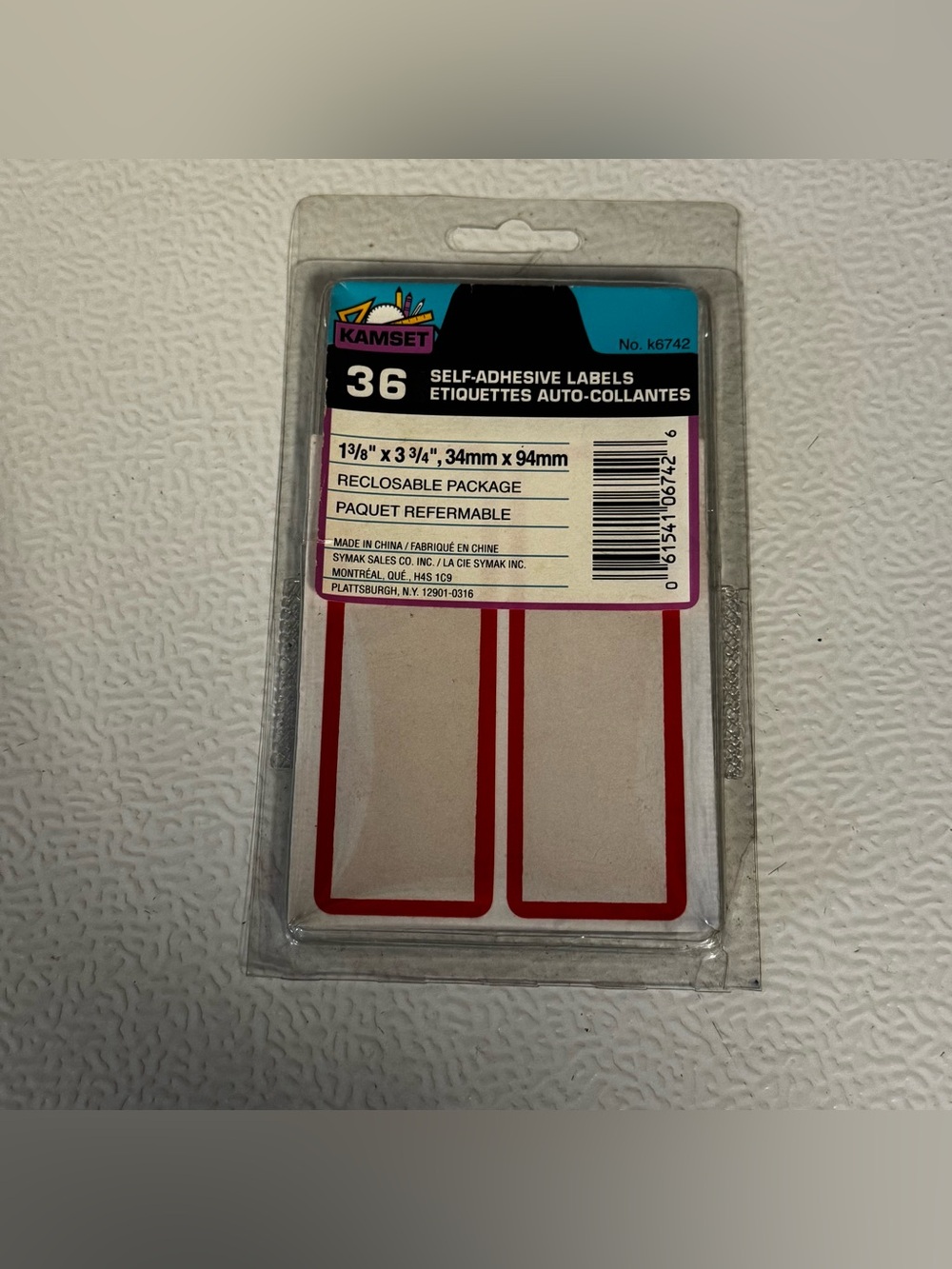 KAMSET Self-Adhesive Labels - Red Border (36)